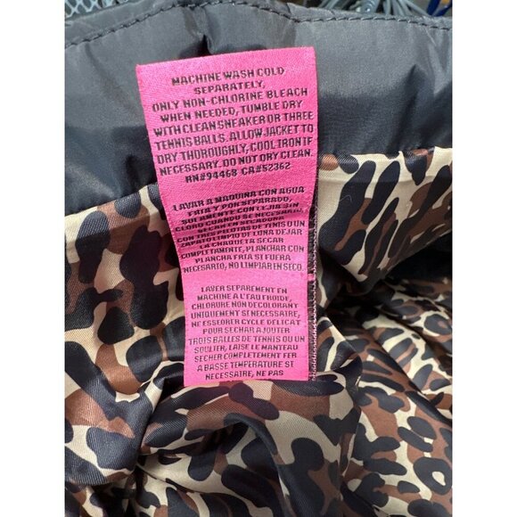 Betsy Johnson Long Down Puffer Coat Leopard Print Lining Ruffle Details Sz S - Picture 8 of 9